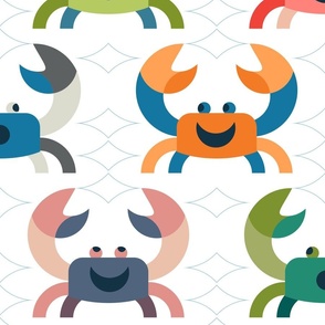 happy round crabs with net wallpaper scale