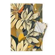 geometric flowers beige green XL