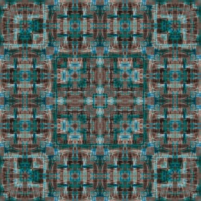 Abstract geometric pattern. Turquoise and brown ornament.