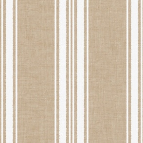 Vertical Stripes White on Beige