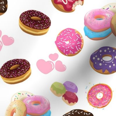 Colorful and Tasty Donuts and Hearts