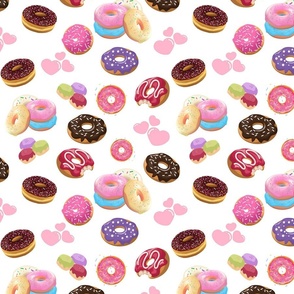 Colorful and Tasty Donuts and Hearts