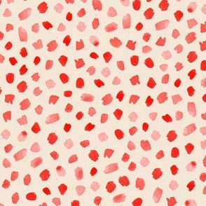 Large Scale // Painted Dot Marks - Polka Dots in Coral Red on Textured Light Tan