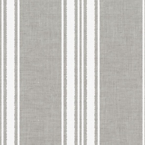 Vertical Stripes White on Linen Grey