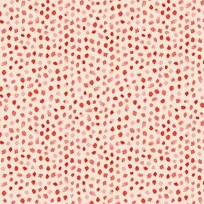 Smaller Scale // Painted Dot Marks - Polka Dots in Coral Red on Textured Light Tan