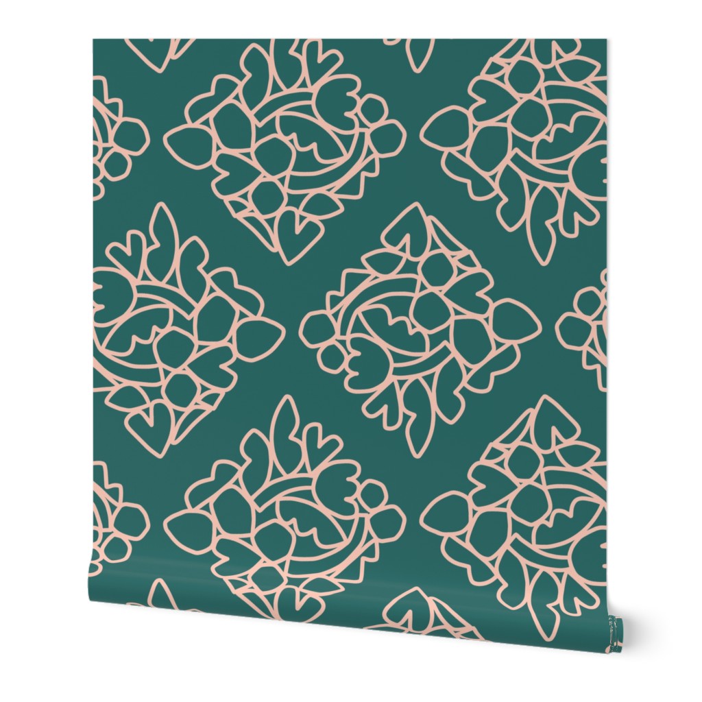 Abstract Floral Diamond Wallpaper - Modern Bold Lines 