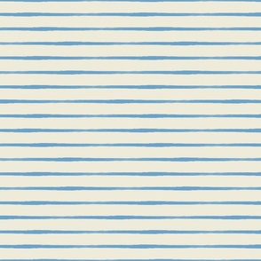 Nautical stripes, Brush stroke horizontal stripes, light blue painterly lines on cream white