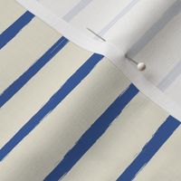 Nautical stripes, Brush stroke horizontal stripes, dark blue painterly lines on cream white