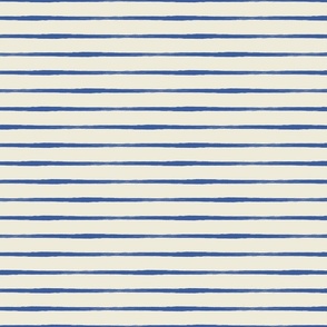 Nautical stripes, Brush stroke horizontal stripes, dark blue painterly lines on cream white