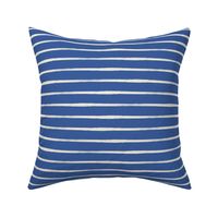 Nautical stripes, Brush stroke horizontal stripes, cream white painterly lines on navy blue