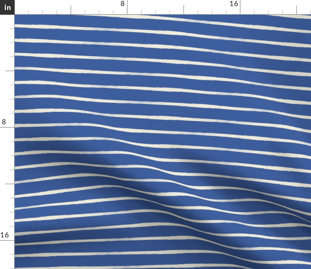 Nautical stripes, Brush stroke horizontal stripes, cream white painterly lines on navy blue