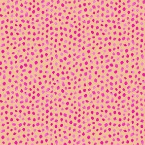 Smaller Scale // Painted Dot Marks - Polka Dots in Hot Pink on Textured Tan