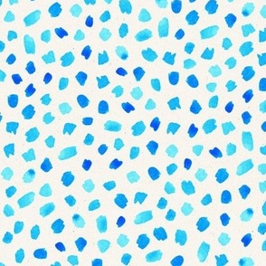 Large Scale // Painted Dot Marks - Polka Dots in Aqua Blue Turquoise on Textured Off-White