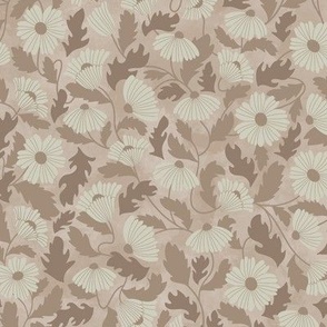 Scattered Daisies in Desert sand, Taupe, and Light Wine Red
