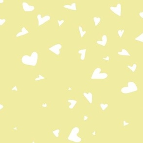 Delicate Playful Scattered Hearts Bright Lemon Yellow