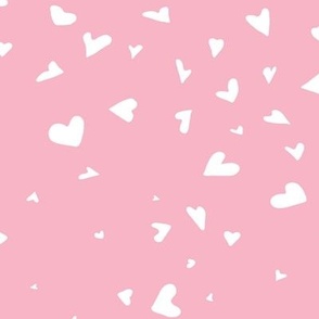 Delicate Playful Scattered Hearts Warm Pink