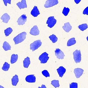 XL Scale // Painted Dot Marks - Polka Dots in Sapphire Blue on Textured Off-White