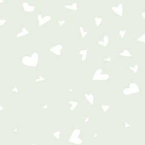 Delicate Playful Scattered Hearts Sage Green