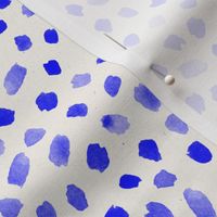 Larger Scale // Painted Dot Marks - Polka Dots in Sapphire Blue on Textured Off-White