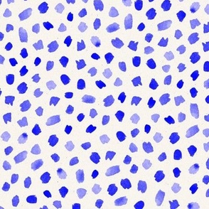 Large Scale // Painted Dot Marks - Polka Dots in Sapphire Blue on Textured Off-White