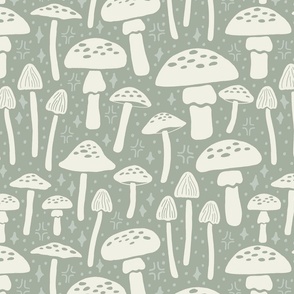 Magic Mushrooms | Medium Scale | Soft Green Sage