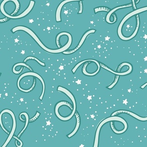 Whimsical Ribbons in Starlight Teal