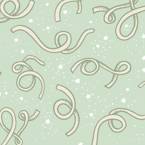 Whimsical Ribbons in Starlight Sage
