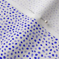 Smaller Scale // Painted Dot Marks - Polka Dots in Sapphire Blue on Textured Off-White