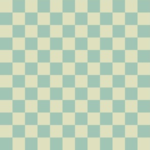 Sweet Retro Checkerboard Vintage 70's  Pastel Checks Coordinate for Quilting and Home Decor : Mint Green and Light Celery Mustard Yellow