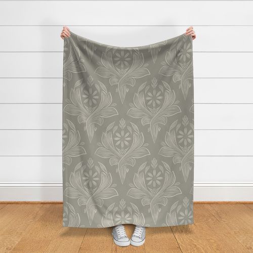 JUMBO classic botanical line art - nostalgic grey_ soft off-white