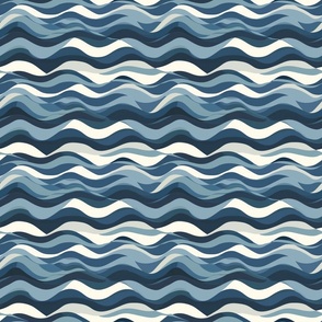 Oceanic Flow: Navy and Light Blue Wavy Pattern