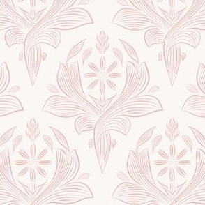 small scale // classic botanical line art - all white_ true pink 02