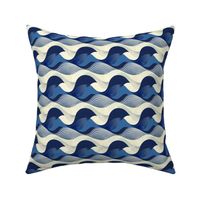 Serenity Waves: Calming Blue and White Abstract Wave Pattern