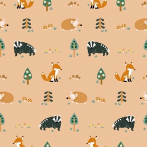 (MEDIUM) Woodland Friends for baby and kids in Autumn Neutral Colors