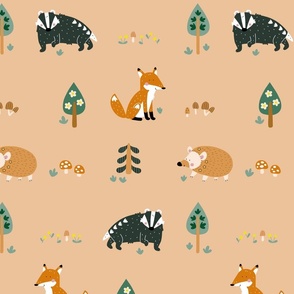 (LARGE) Woodland Friends for baby and kids in Autumn Neutral Colors