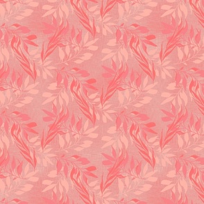(S) Pastel Leaves floating in a subtle striped background