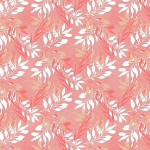 (S) Pastel Leaves floating in a subtle striped background