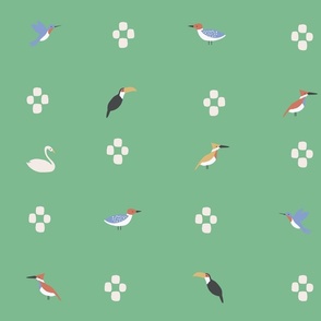 Checkered birds coordinate green