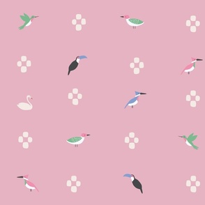Checkered birds coordinate pink