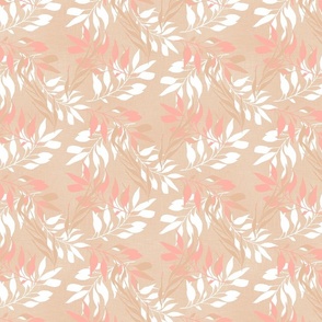 (S) Pastel Leaves floating in a subtle striped background