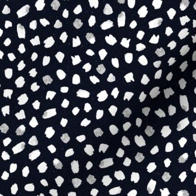 Large Scale // Painted Dot Marks - Polka Dots in White on Black with Texture