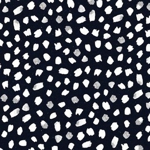 Larger Scale // Painted Dot Marks - Polka Dots in White on Black with Texture