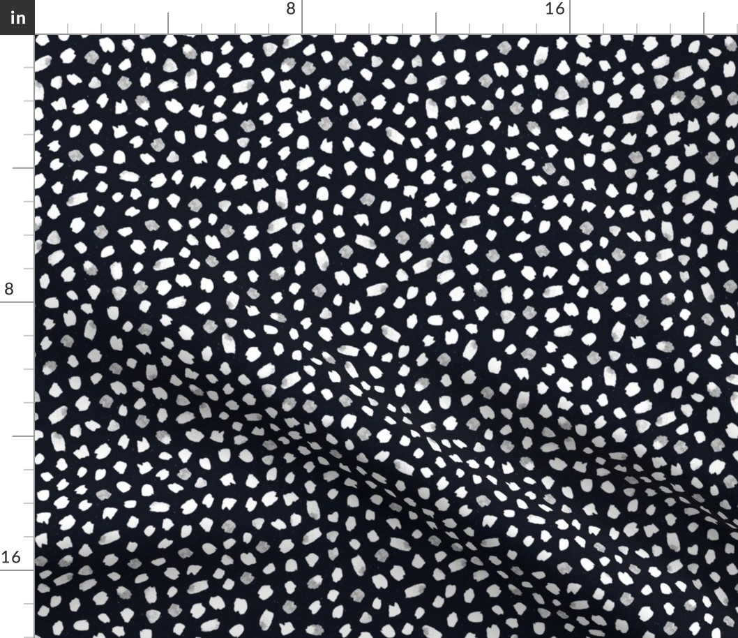 Large Scale // Painted Dot Marks - Polka Dots in White on Black with Texture