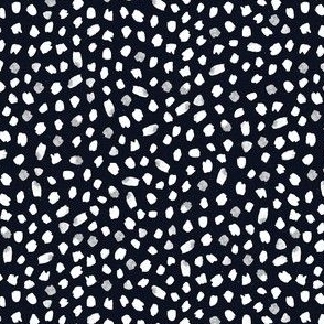 Medium Scale // Painted Dot Marks - Polka Dots in White on Black with Texture