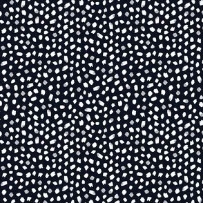Smaller Scale // Painted Dot Marks - Polka Dots in White on Black with Texture
