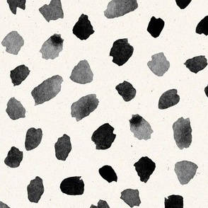 XL Scale // Painted Dot Marks - Polka Dots in Black on White with Texture