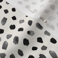 Larger Scale // Painted Dot Marks - Polka Dots in Black on White with Texture