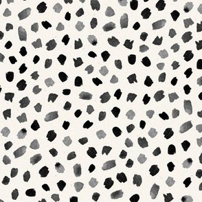 Larger Scale // Painted Dot Marks - Polka Dots in Black on White with Texture