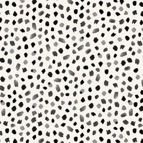 Medium Scale // Painted Dot Marks - Polka Dots in Black on White with Texture