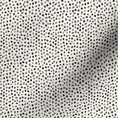 Smaller Scale // Painted Dot Marks - Polka Dots in Black on White with Texture